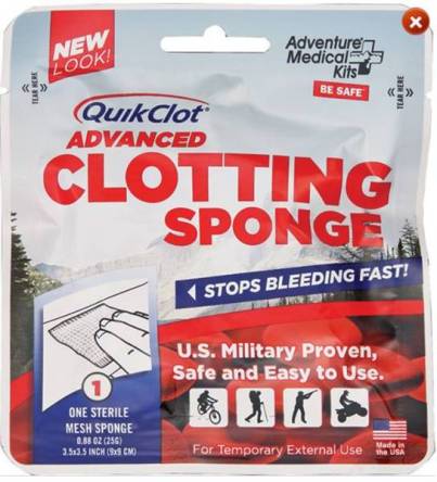 Quikclot Advanced Clotting Sponge