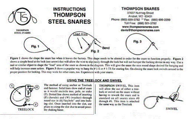 thompson survival snare kiy instructions